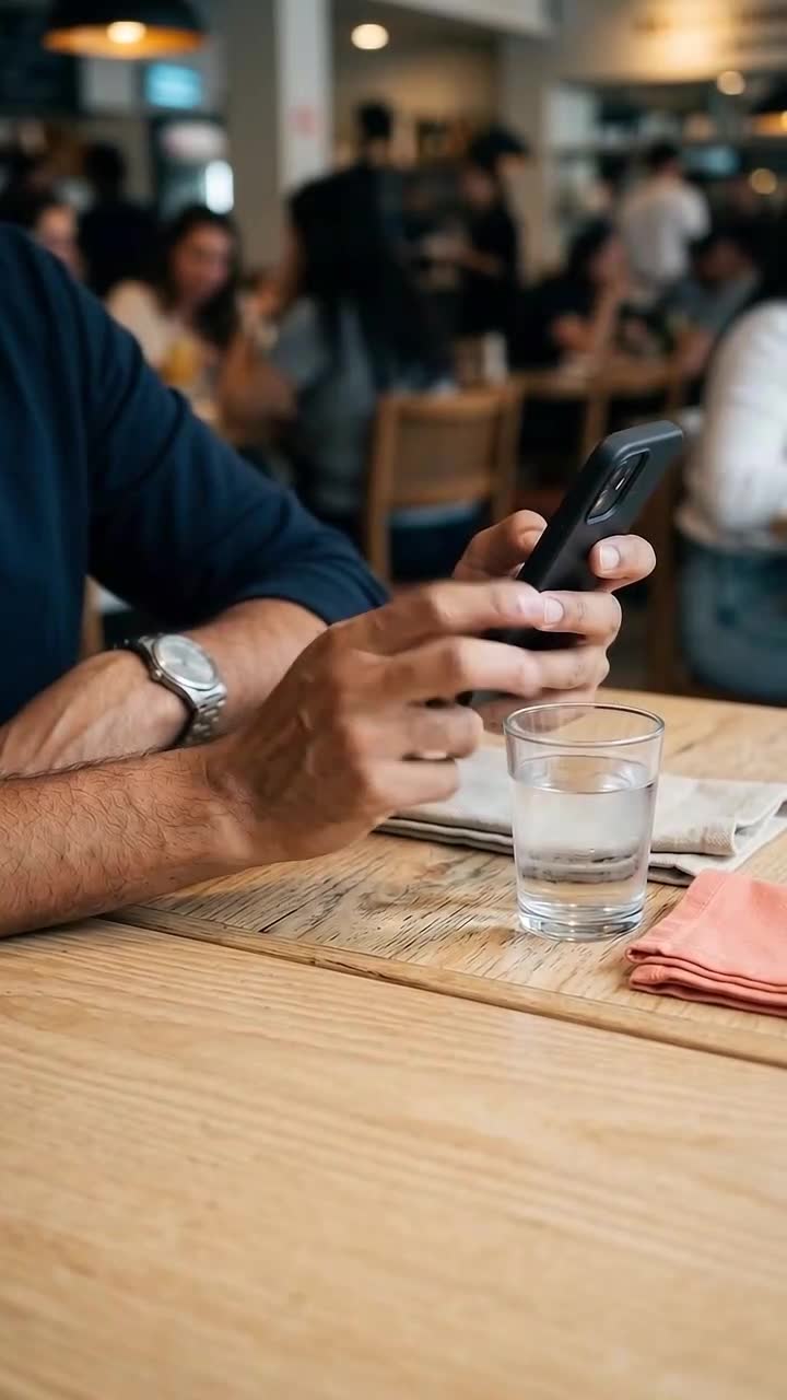 Mãos encaminhando um link no celular
